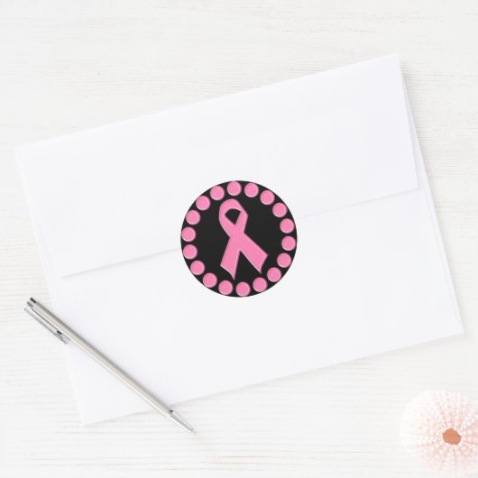 Roze lintje ronde sticker (Envelop)