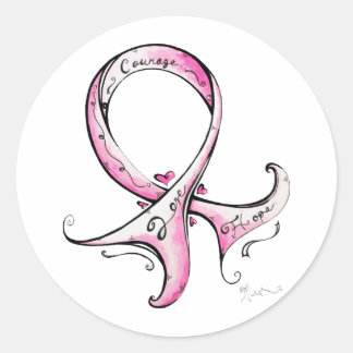 Roze lintje ronde sticker
