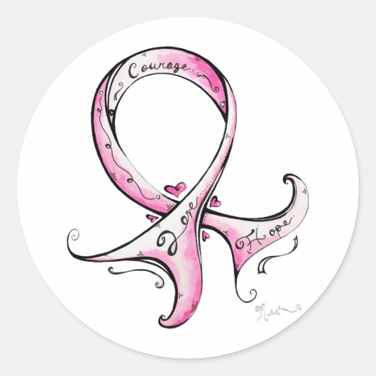 Roze lintje ronde sticker (Voorkant)