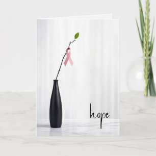 Roze lintje van hoop op een takje kaart