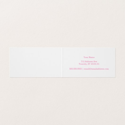 Roze lintje visitekaartje (Binnenkant ongevouwen)