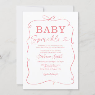 Roze lintjes baby meisje sprinkle uitnodiging