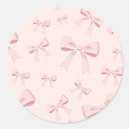 Roze lintjes Cute Coquette Cottage Verjaardagsfees Ronde Sticker