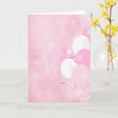 Roze lintjes en ballonnen kaart (Gele Bloem)