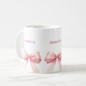 Roze lintjes script naam koffiemok (Voorkant links)