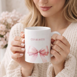 Roze lintjes script naam koffiemok