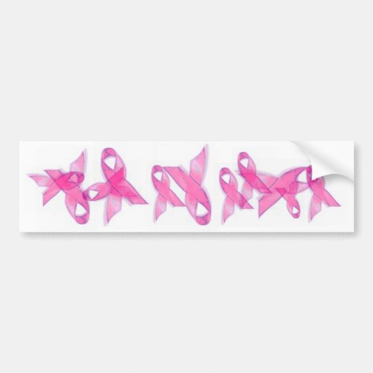 Roze lintjes tegen borstkanker bumpersticker (Voorkant)