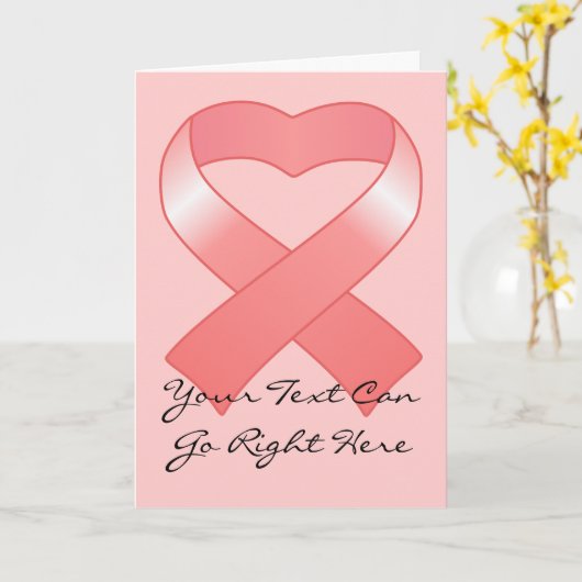 Roze lintkaart kaart (Gele Bloem)