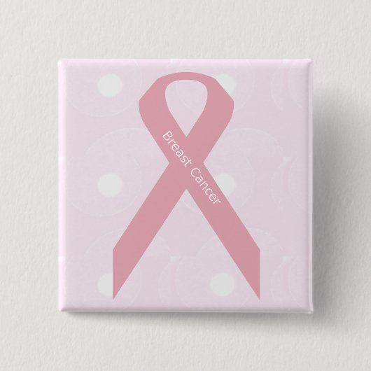 Roze lintknoop vierkante button 5,1 cm (Voorkant)