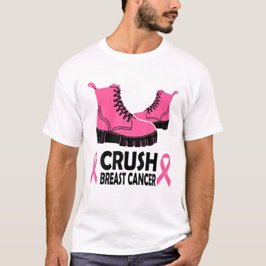 Roze lintlintlintschoenen voor snelle borstkanker t-shirt (Voorkant)