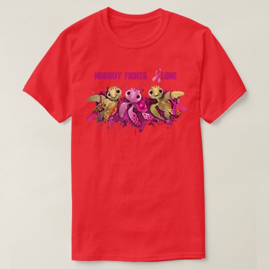 Roze lintschildpad Borstkanker T-shirt (Design voorkant)