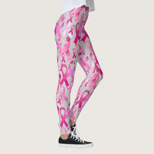 Roze lintstof toss Breast Cancer Overlevende  Leggings (Rechts)