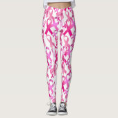 Roze lintstof toss Breast Cancer Overlevende  Leggings (Voorkant)