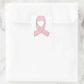 Roze linttekening vierkante sticker (Tas)