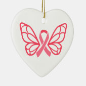 Roze lintvlinder wingt persoonlijk hart gevormd keramisch ornament (Rechts)