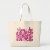 Roze lintwortel Survivor Borstkanker Grote Tote Bag (Voorkant)