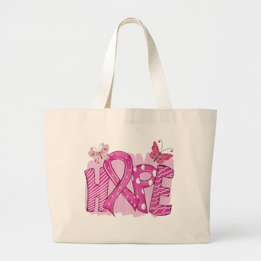 Roze lintwortel Survivor Borstkanker Grote Tote Bag (Voorkant)