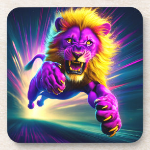 Roze lion bier onderzetter