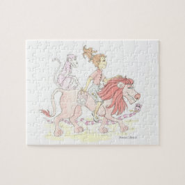 Roze lion en roze dieren Puzzle Legpuzzel