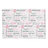 Roze lion en Zebra met naam en monogram patroon Kussensloop (Voorkant)