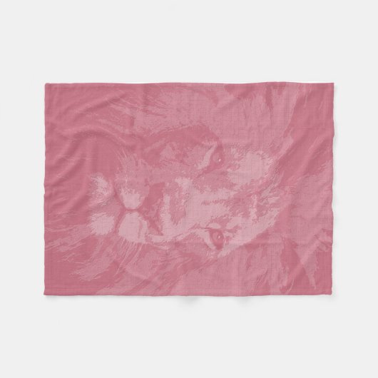 Roze lion Face Head Fleece Deken (Voorkant (Horizontaal))