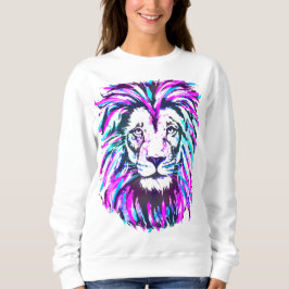 Roze Lion Face - Paars Lion Head Sweatshirt