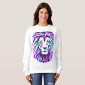 Roze Lion Face - Paars Lion Head Sweatshirt (Voorkant volledig)