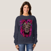 Roze Lion Head - Lion Face Portret Sweatshirt (Voorkant volledig)