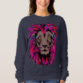Roze Lion Head - Lion Face Portret Sweatshirt (Voorkant)