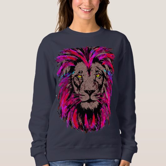 Roze Lion Head - Lion Face Portret Sweatshirt (Voorkant)
