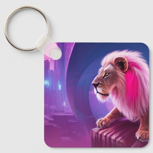 Roze lion sleutelhanger (Voorkant)