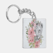 Roze lioness Acrylische Sleutelhanger (Voorkant Links)