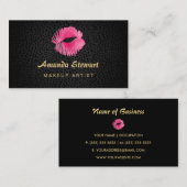 Roze Lip Gloss Kus Black Cheetah Make-up Artiest Visitekaartje (Voorkant / Achterkant)