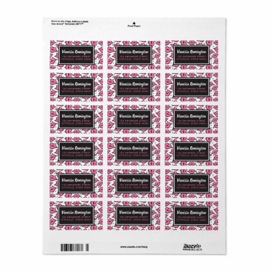 Roze lip Kiss lipstick & Beauty Distributor Custom Etiket (Full Sheet)