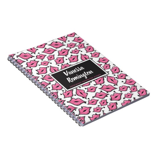 Roze lip Kiss lipstick & Beauty Distributor Custom Notitieboek (Rechterzijde)