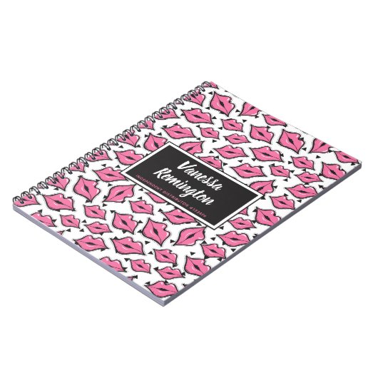 Roze lip Kiss lipstick & Beauty Distributor Custom Notitieboek (Linkerzijde)