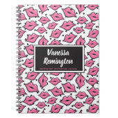 Roze lip Kiss lipstick & Beauty Distributor Custom Notitieboek (Voorkant)