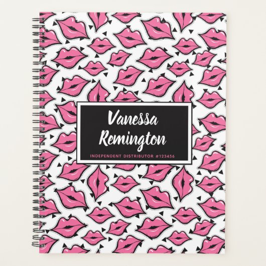 Roze lip Kiss lipstick & Beauty Distributor Custom Planner (Voorkant)
