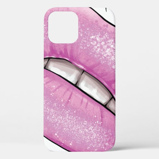 Roze lip kleurenverlies met tanden Case-Mate iPhone case (Achterkant)