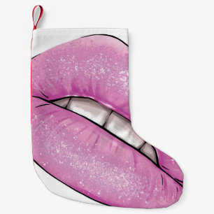 Roze lip kleurenverlies met tanden kleine kerstsok