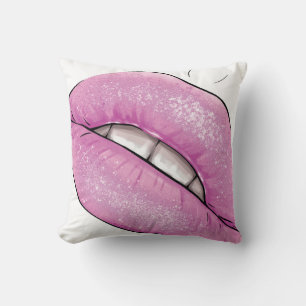 Roze lip kleurenverlies met tanden kussen