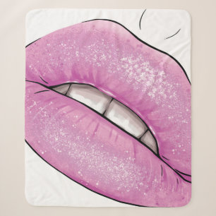 Roze lip kleurenverlies met tanden sherpa deken