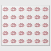 roze lip opdruk, roos goud. cadeaupapier (Vlak)