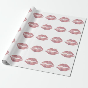roze lip opdruk, roos goud. cadeaupapier