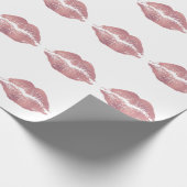 roze lip opdruk, roos goud. cadeaupapier (Hoek)