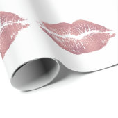 roze lip opdruk, roos goud. cadeaupapier (Rol Hoek)