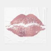 roze lip opdruk, roos goud. fleece deken (Voorkant (Horizontaal))