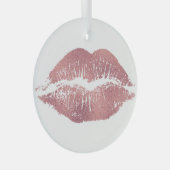  roze lip opdruk, roos goud. glas ornament (Voorkant Rechts)