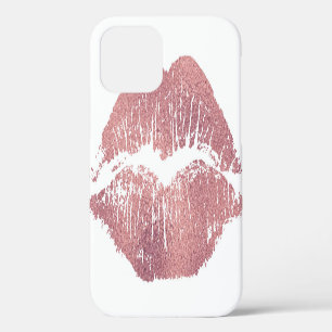 roze lip opdruk, roos goud. iPhone 12 hoesje
