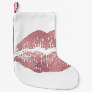 roze lip opdruk, roos goud. kleine kerstsok